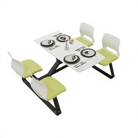 Tables et chaises de cantine scolaire rectangulaires modernes pour restaurants de restauration rapide, unités commerciales, petit-déjeuner pour employés d'entreprise