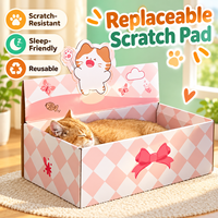 Lit et griffoir pour chat en carton ondulé moderne, durable et écologique, avec noyau remplaçable, style boîte