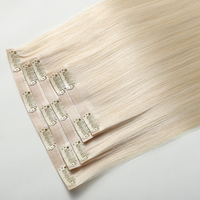 Extensions de cheveux humains de qualité supérieure, 100% cheveux vierges russes, cuticules alignées, blondes, invisibles, avec clips en PU