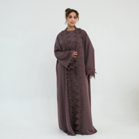 Nouvelle Abaya d'été 2026 avec dentelle florale Nida, vêtement islamique, robe musulmane pour femme, Abaya de Dubaï et robe intérieure, ensemble 2 pièces