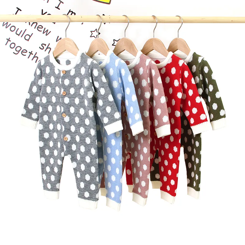 Nhà Máy Bán Buôn Chất Lượng Cao Unisex Toddler Quần Áo Dễ Thương Mô Hình Tại Chỗ Bé Dệt Kim Dài Tay Áo Romper