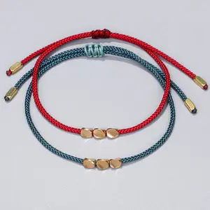 Тибетские буддийские вытягивающие ювелирные изделия ручной работы, медные бусины неправильной формы, узел, цветная нить, плетеный браслет из ниток