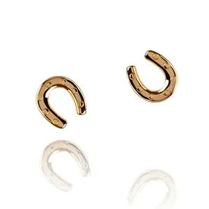 Horseshoe Gold Plated Jewelry Pure 925 Sterling Silver Stud Earrings Jewelry