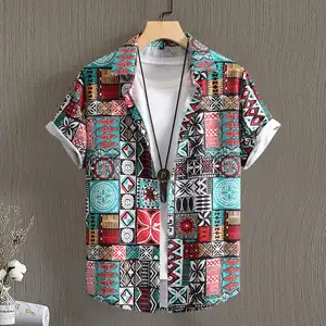 2024 New Factory Direct Sales Summer Fashion Men's Shirt National Style Men's Pattern Digital Printed High Quality Shirt