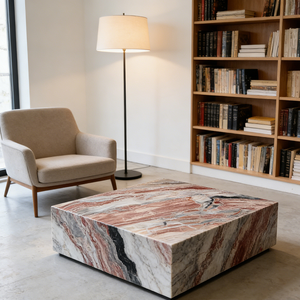 <span class=keywords><strong>Table</strong></span> d'appoint en marbre rouge nordique, socle central, meubles de salon, <span class=keywords><strong>table</strong></span> basse en marbre rouge Orobico Rosso - Product Image 1