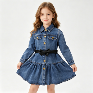Hongbo Kid boutique Summer Baby Girl Condole belt Denim Dress ultimi bambini Summer Jean Dress - Product Image 5