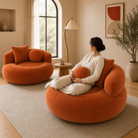 Bestseller Nest-Stuhl Sofa Sitzsack-Sofa in einer Box Ohne Montage Rund Rostorange Edles Möbelstück für Innen-Gesprächsbereiche
