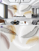 Papier peint plume dorée de luxe léger, mur d'arrière-plan TV moderne pour salon, chambre, entrée, hall d'hôtel, salon de beauté