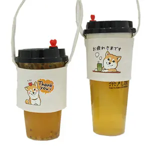 ins hot sale custom cotton canvas bag drink coffee milky tea cup holder