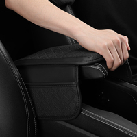 Coussin de console central en cuir écologique perforé avec poche pour téléphone, compatible BMW Toyota Honda