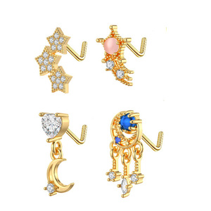 Nouvelle arrivée étoile Cartilage goujons dessin animé or boucles d'oreilles Cartilage <span class=keywords><strong>Piercing</strong></span> boucles d'oreilles <span class=keywords><strong>Helix</strong></span> gros <span class=keywords><strong>Piercing</strong></span> bijoux - Product Image 4