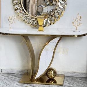 Xuanzhen Living Room Furniture <strong>Marble</strong> <strong>Console</strong> <strong>Tables</strong> Modern Luxury Gold Metal Entryway Hallway <strong>Table</strong> Entrance <strong>Table</strong> with Mirror - Product Image 6