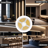 Boîte à piles 3AA, bande LED COB 5V 8MM 320LEDs/m, blanc chaud naturel, ruban flexible IP20, rétroéclairage TV chambre à coucher