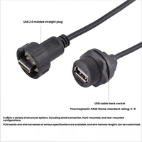 Conector USB2.0 Impermeable IP67/IP68, Macho/Hembra Roscado, Enchufe Recto Moldeado, Carcasa Termoplástica PA66