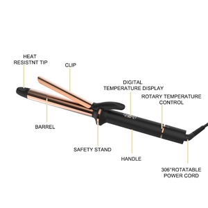 Nouvelle technologie, fer à friser à double PTC à chauffe rapide, fer à friser en tourmaline LCD <span class=keywords><strong>25</strong></span> <span class=keywords><strong>mm</strong></span> avec clip, fer à friser électrique pour salon de coiffure - Product Image 5