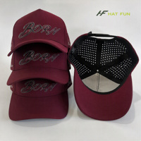 Casquette de baseball structurée à 6 panneaux avec logo personnalisé OEM, perforations laser, en nylon respirant, pour la course, unisexe