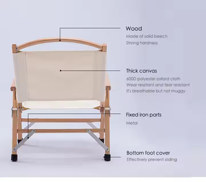 Chaise pliante solide et légère pour jardin extérieur <span class=keywords><strong>ou</strong></span> plage portable avec siège en bois amovible, cadre en métal, logo personnalisable - Product Image 4