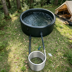 Portable Drop Stitch Inflatable Wood Fire Hot Tub with Stainless Steel Coil Heater Collapsible Spa Tub for Outdoor Camping - Product Image 5