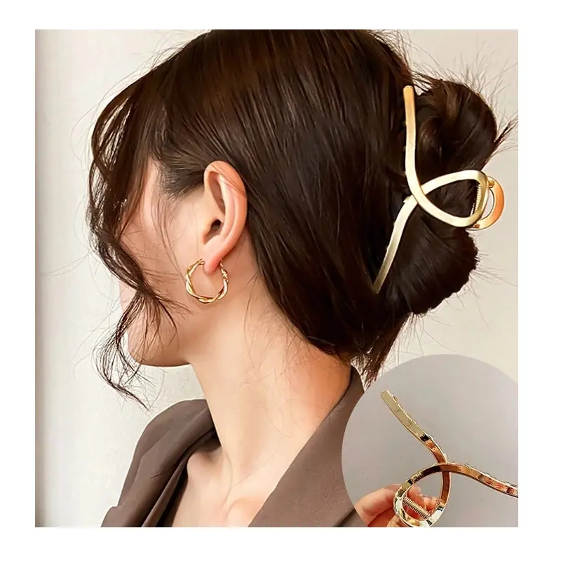2020 Neue Frauen Elegante Gold Silber Hohl Geometrische Metall Haar klaue Vintage Haars pangen Stirnband Haarnadel Mode Haarschmuck