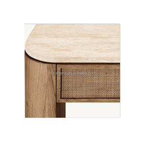 Solid Marble Top with White Oak Veneer Double <strong>Drawer</strong> Writing <strong>Desk</strong> - Product Image 3