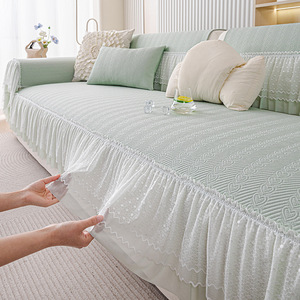 <b>Sofa</b> Cooling Mat Ice Silk Solid Color 145-185Cm Summer Style Non Slip Edge <b>Sofa</b> <b>Cover</b> Fresh Elegant Design - Product Image 2