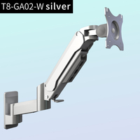 Support ergonomique en aluminium Meisonic T8-GA02-W pour deux moniteurs de bureau, bras à ressort à gaz, support automatique réglable et pivotant, nouveau produit