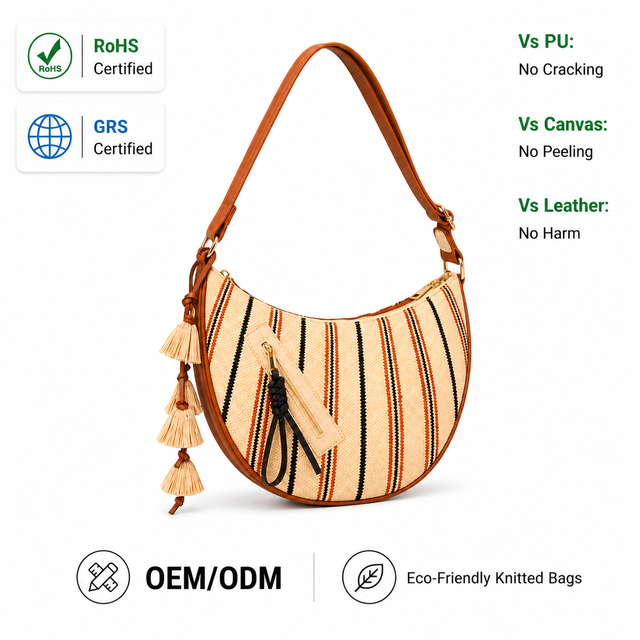 Women's Beige Striped Crescent Shoulder Bag with Tassel Decor Zip Closure Style-Lady's Accessory