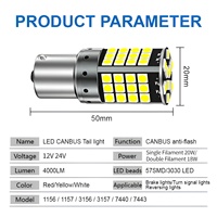 Bombilla LED Canbus 57SMD para Maletero de Coche, 1156 7440, Plug and Play, Lámpara de Señalización de Cúpula 3030, Decodificador de Matrícula, Lámpara de Lectura