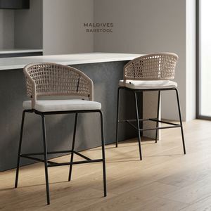 Chaise de bar extérieure commerciale moderne avec cadre en acier en alliage d'aluminium, siège rembourré et accoudoirs fixes, non pliable - Product Image 2