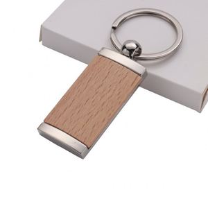 Porte-clés rectangulaire en bois durable, double face, avec logo gravé au laser, grain de bois, prix usine OEM, vente en gros - Product Image 4