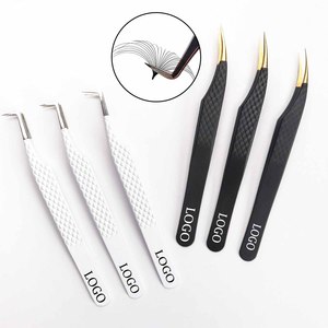 Gold Black Lash <strong>Tweezers</strong> Private Label Volume Isolation Stainless Steel Lash <strong>Tweezers</strong> Fiber Tip <strong>Tweezers</strong> - Product Image 1