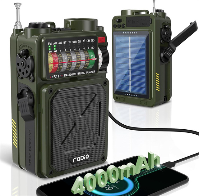 Retro Hand-cranked Solar Radio Multifunctional BT 5.0 Music Player for Home Portable Wireless FM Radio