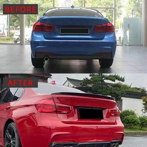 สปอยเลอร์หลัง BMW F30 สีดำเงา ลายคาร์บอน แบบ Ducktail พร้อมวิงเล็ท ติดตั้งด้วยกาว - Product Image 2