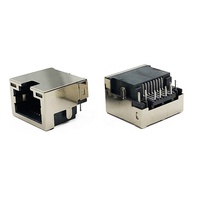 Connecteur Ethernet RJ45 modulaire blindé à angle droit, jack PCB DIP décalé 4,2 mm Cat5e STP 8p8c, contacts en bronze phosphoreux plaqué or