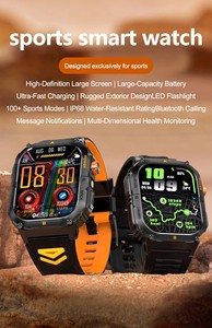 Montre connectée d'extérieur 2026YK12 avec écran carré de <span class=keywords><strong>2</strong></span>,0 pouces, suivi d'activité, batterie de 1000 mAh, étanche IP68, modes multisports - Product Image 3