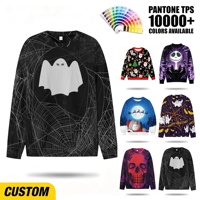 Sweat-shirt à col rond pour homme personnalisé ODM OEM avec impression intégrale de toile d'araignée fantôme pour Halloween