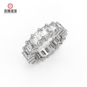 Anillo de Diamantes Creados en Laboratorio en Oro Blanco de 14K/18K Personalizado, con Engaste Completo de Eternidad, para Aniversario o Compromiso - Product Image 1