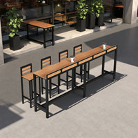 Ensemble table et chaises de bar nordiques en métal pour extérieur, table longue de terrasse, anti-corrosion, résistant aux intempéries, pour café, tabourets hauts, projets personnalisables