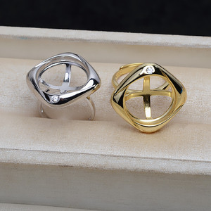 Juego de Aretes Colgantes Cuadrados de Plata S925 y Anillo Plano Vacío de 17 mm con Perla Mabe para Fabricación de Joyería DIY, Tamaño 16 mm - Product Image 3