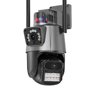 Sirène extérieure alarme sonore caméra domestique Icsee 6MP double objectif Vision nocturne détection de mouvement Ip Cctv sécurité WIFI caméra Ptz