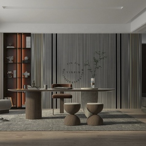 Carta da Parati di Lusso con Strisce Metalliche Effetto Marmo <span class=keywords><strong>per</strong></span> Decorazione Pareti Soggiorno - Product Image 3