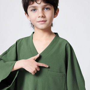 Ropa islámica de poliéster de alta calidad para niños, adolescentes, bata para niños, de oración con cremallera y bolsillos caftán, pañuelo étnico - Product Image 4