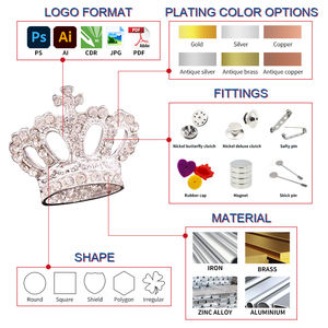 クラウンハットピンカスタムゴールドラインストーンクラウンブローチラペルピン - Product Image 4