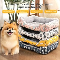 Lit pour chien et chat respirant et imperméable toute saison, imprimé animal de dessin animé, chenil chaud pour l'hiver, pour petits et grands chiens, intérieur/extérieur