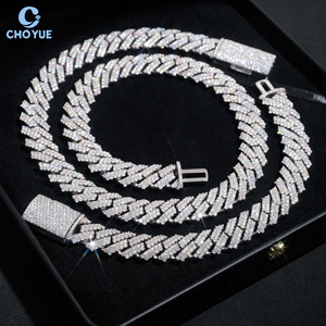 2rows Moissanite Classical 15mm Cuban Link <b>Chain</b> Necklace Rhodium Plated 925 Silver Hiphop <b>Iced</b> <b>Out</b> Jewelry GRA Certified - Product Image 2