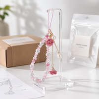 Porte-clés de téléphone pour femmes et filles, motif chat de dessin animé, en alliage de zinc, avec dragonne et pendentif fleur, pour clés de voiture et téléphone portable