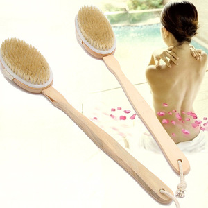 Body <b>Brush</b> Set Wooden Long Handle Soft Bristle Oval Exfoliating Back Scrubber Bath Massage <b>Brush</b> For Spa Use - Product Image 1