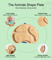 Set de Vaisselle en Bambou et Bois pour Bébé, Assiette à Ventouse en Silicone, Gamelle d'Alimentation, Vaisselle Animale de Qualité Alimentaire pour Enfants