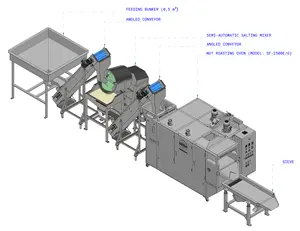 Continuous Nut / Seed Salting And Roasting Line - Capacity: 50-100kg/h
