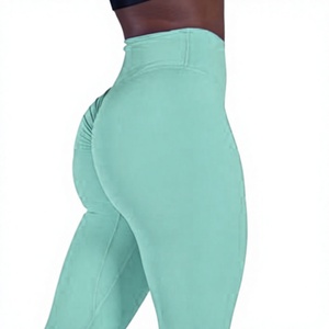 High Waist Solid Color <b>Yoga</b> Leggings Women Full Length Four-Way Stretch Spandex Nylon Women Legging <b>Pants</b> For Sale - Product Image 6